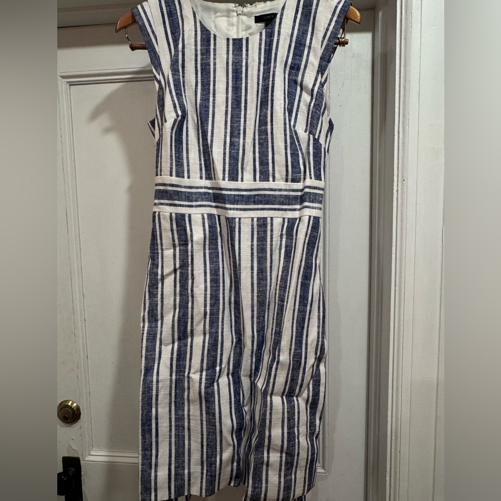 Jcrew blue and white striped dress with option bow, 6